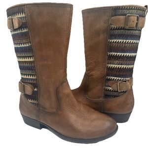 GB Women's Sz 7.5 Equestrian Style Riding Boots Leather Aztec Western Print